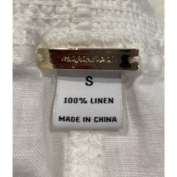 Magashoni Pants Wide Leg 100% Linen Elastic Waist White Small - Picture 4 of 4